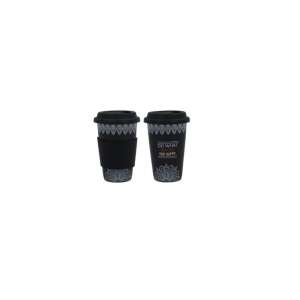 Porcelain Travel Coffee Cup with Silicone Handle - 390ml - Black 49411850 - Coffee & Tea Set