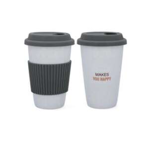 Porcelain Travel Coffee Cup with Silicone Handle - 390ml - Grey/White 49411873 - Coffee & Tea Set