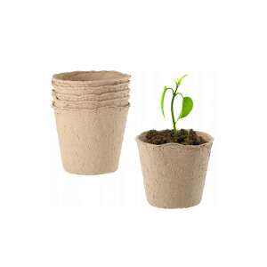 Tőzegcserép szett, 5 db, 10x10 cm, palántaneveléshez - Növénytermesztési kellék