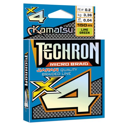 Kamatsu Techron X4 Fonott Zsinór - 0,06mm/150m - Lime Zöld 131784549 - Fonott zsinór