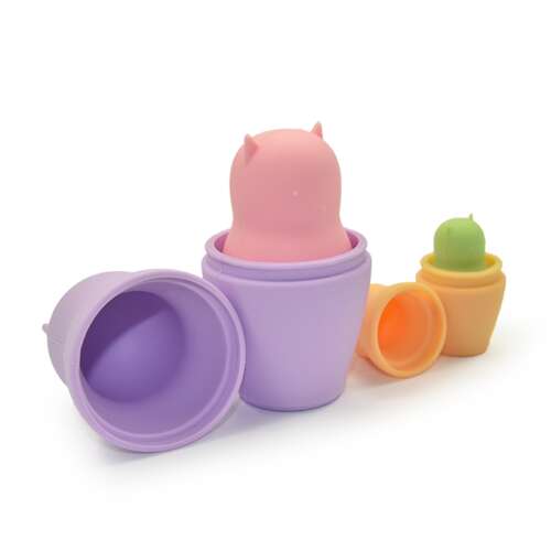 Silicone cat nesting dolls, stacking toy for babies, BPA free, safe for toddlers