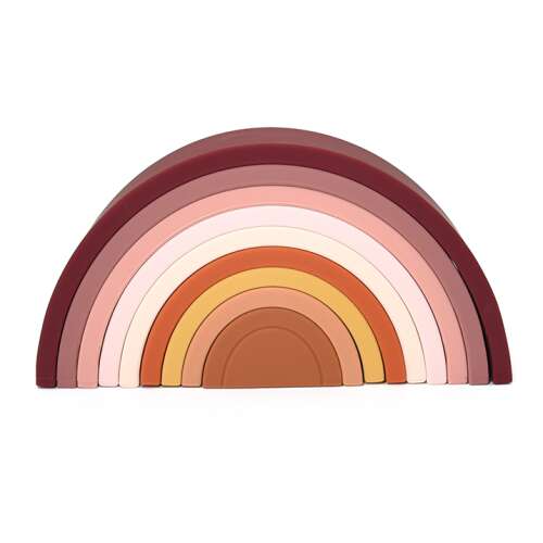 Braunes Silikon-Regenbogen-Stapelspielzeug für Babys und Kleinkinder, perfekt zum Bauen und für sensorisches Spiel