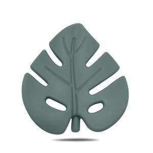 Dark green silicone leaf shaped teether for babies - Chewing gum