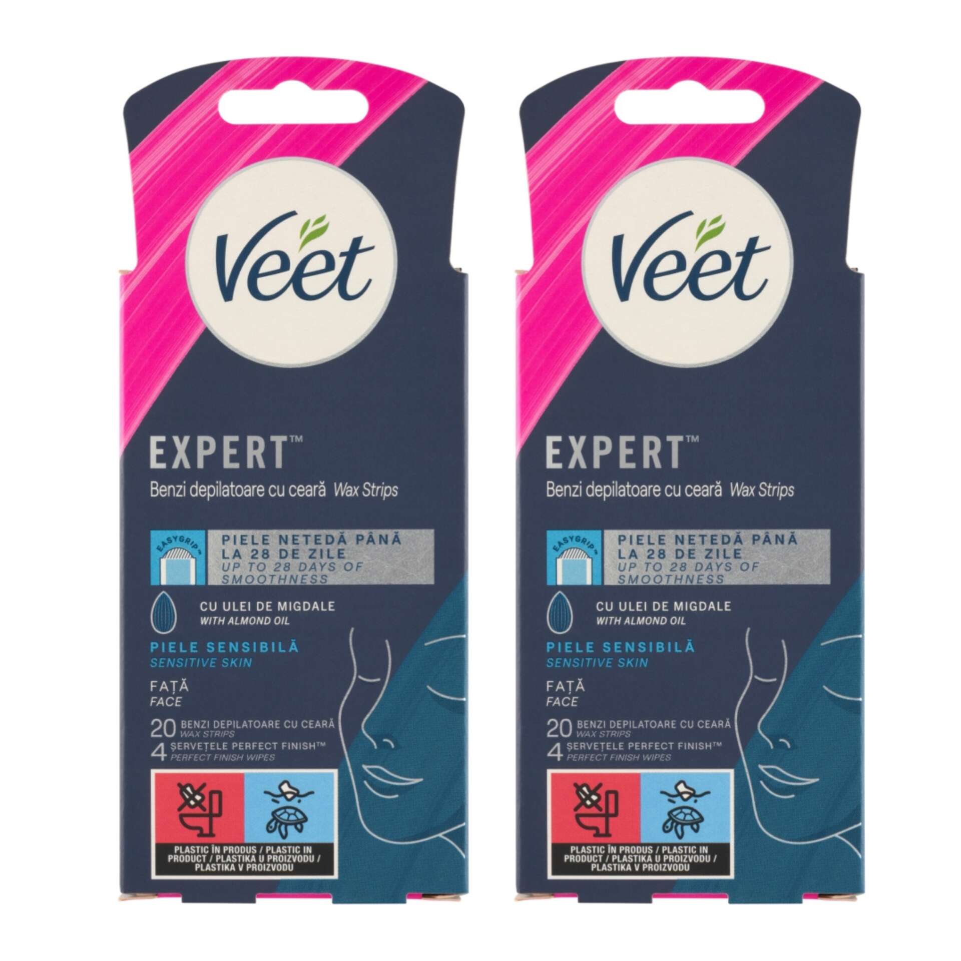 E-shop Veet Easy-Gel Cold Resin Strips na citlivú pokožku, tvár 2x20ks