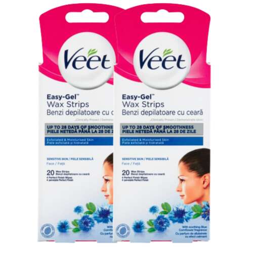 Veet Easy-Gel Cold Resin Strips pentru piele sensibilă, față 2x20pcs 49448742