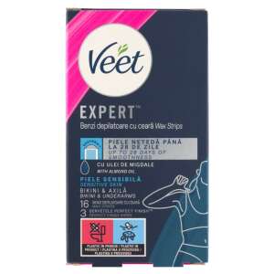 Veet Expert Wax Strips for Sensitive Skin, Bikini & Underarms, 16 Strips - Veet