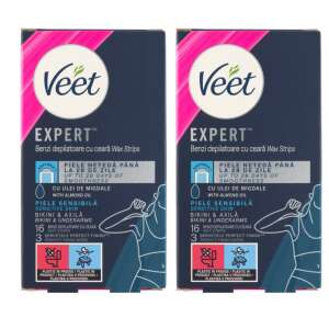 Veet Expert Trake za depilaciju voskom za osjetljivu kožu, bikini i pazuhe, 2x16 traka - Veet