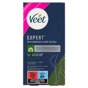 Veet Expert Wachsstreifen für trockene Haut, 12 Streifen, mit Aloe Vera, für Beine und Körper, Perfect Finish Tücher - Haarentfernung & Rasur