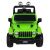 A zöld Jeep Wrangler Rubicon 4x4 elektromos kisautó elölnézete