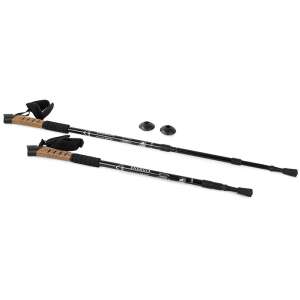 Teleszkópos sétapálca, túrabot csuklópánttal, parafa markolattal, fekete - Túrabot