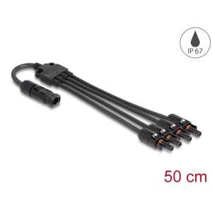 Cablu de împărțire a panourilor solare Delock DL4, 1 x mufă - 4 x priză, 50 cm, negru - Cabluri de alimentare