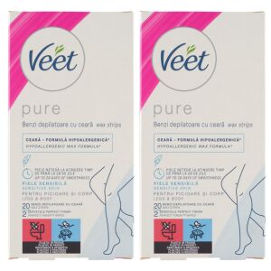 Veet Pure Kaltwachsstreifen für empfindliche Haut 2x20 Stk 126944847 - Enthaarungscreme, Harz