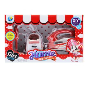 Vasaló, + porszívó, el., vil., piros-fehér, 27x17 cm dob. (2xAA)