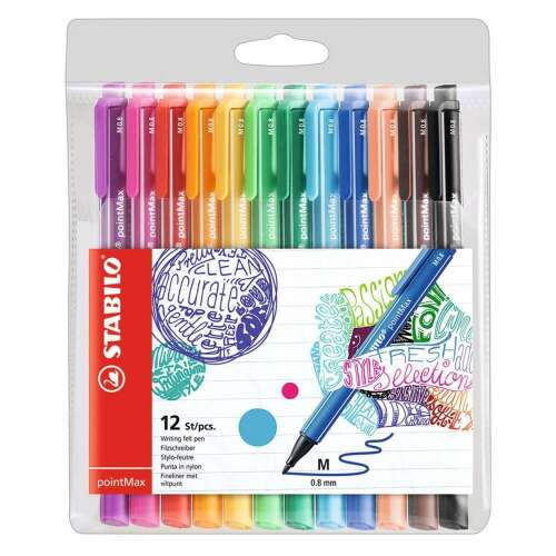 Set of 0.8mm rust eraser, STABILO Point Max, 12 colours