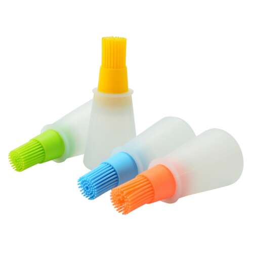 Szilikon ecset tartályos, 4 db-os szett, különböző színekben