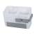 White and gray plastic organizer with a drawer, perfect for storing bathroom essentials