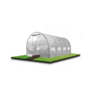 Sertă de grădină din folie albă, 6x3x2 metri, folie cu filtru UV4, cadru metalic galvanizat, ușă cu fermoar, ferestre cu plasă de țânțari, rezistent la intemperii, ușă glisantă, rezistent la coroziune - Unelte de grădinărit