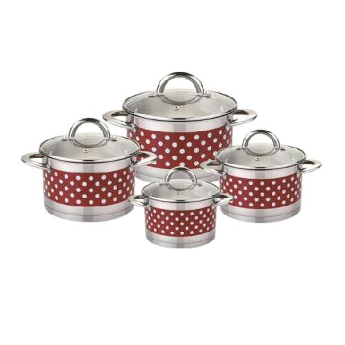 Bachmayer 8 részes Edénykészlet, Piros pöttyös - MS-793