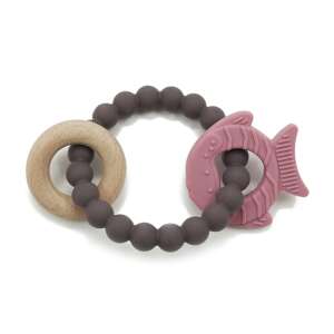 Silicone and wood teething toy, fish shaped, for babies, BPA free,  teether, baby toy,  teething ring,  baby gift - Babies & Toddler