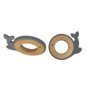 Whale shaped silicone and beechwood teething ring for babies - Chewing gum