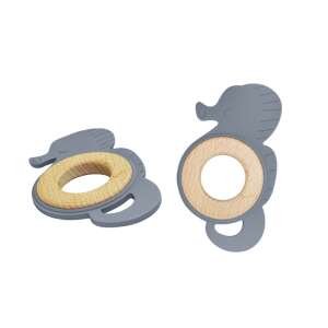 Seahorse shaped silicone and beechwood teething toy for babies - Chewing gum
