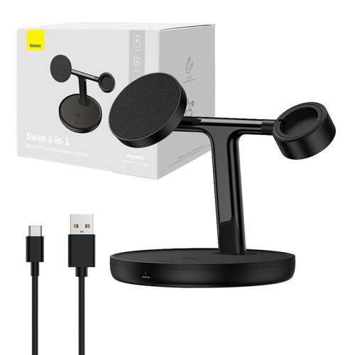 Bezdrôtová nabíjačka 3v1 Baseus Swan, MagSafe, Qi, 20W, čierna