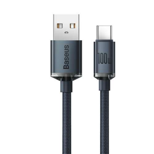 Baseus Crystal Shine USB-C auf USB-A Kabel, 100W, 2m, schwarz