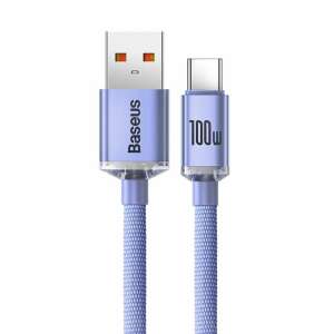 Kábel Baseus Crystal Shine USB-C do USB-A, rýchle nabíjanie 100W, 1,2m, fialový - USB káble