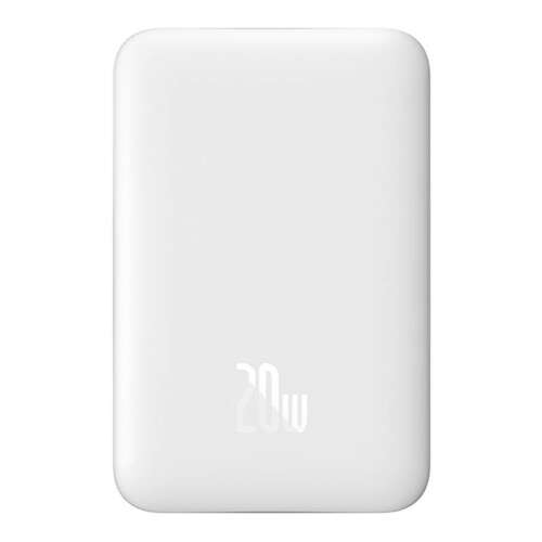 Przenośna bateria Baseus Magnetic Minii kompatybilna z MagSafe, 15 W, PD, QC, 20 W, 10000 mAh, biała (edycja zagraniczna) + kabel serii Xiaobai, USB-C - USB-C, 60 W, 3 A, 0,5 m, biała