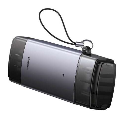 Четец за карти с памет SD/TF Baseus Lite Series, USB + USB-C, сив, гледка под ъгъл