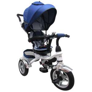 R-Sport 360 degree rotating tricycle with inflatable wheels and push bar, dark blue - R-Sport