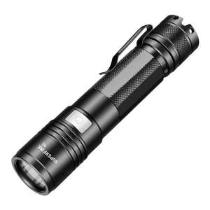 Superfire A5 365NM UV flashlight, black, angled view - Flashlight & Headlamp