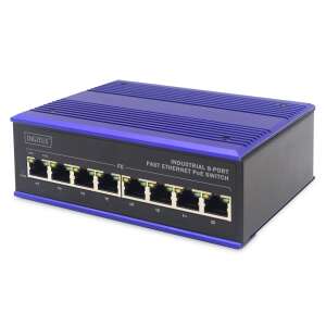 Digitus DN-650108 8-Port Fast Ethernet PoE Switch, Черен и Син - Технически статии и електроника