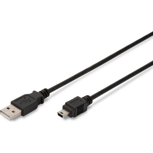Digitus USB 2.0 A - Mini-B kábel, 3m, fekete