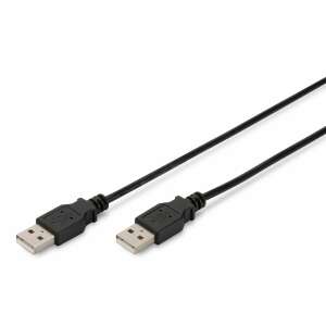 USB kábel Digitus 1.0m USB 2.0 A/A, čierny, 1 meter - USB káble