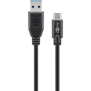 Goobay USB-A към USB-C кабел, 0,5m, черен - Goobay