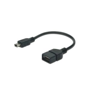 Digitus Mini USB OTG Kábel - 20cm, USB A - Mini USB Adapter - Digitus