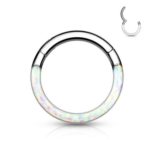 Titán csuklós opál karika, opál septum karika, opál helix karika, opál porc karika, opál orrkarika, opál piercing ékszer - Karika piercing