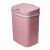Angled view of TOO Pink 12 Liter Sensor Trash Can with Closed Lid