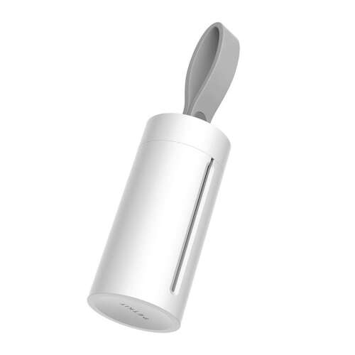 Dispenser pentru saci de gunoi pentru câini PetKit, alb cu mâner gri, vedere înclinată