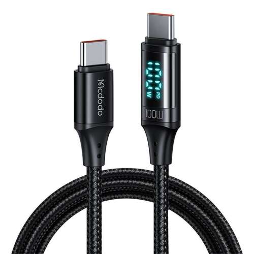 Kabel Mcdodo CA-1100 USB-C do USB-C, 100W, 1,2m, czarny, z wyświetlaczem cyfrowym