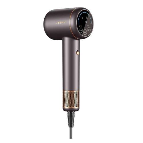 JIMMY F8 hair dryer, gray with gold accents, front view