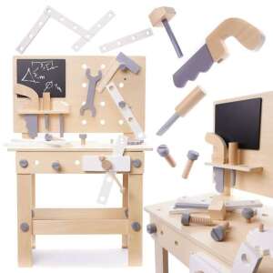 Wooden toy workbench with tools, a great gift for kids who love to play pretend - DIY Craft Kit
