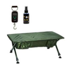 Jaxon pontybölcső szett, tartalmaz egy pontybölcsőt, egy digitális mérleget és egy üveg Dr. Tobi pontycsalogató szert - Halvédelem