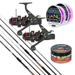 Jaxon dupla piros zafira feeder szett 360 cm horgászbot orsóval, zsinórral és csalivízzel - Feeder szett