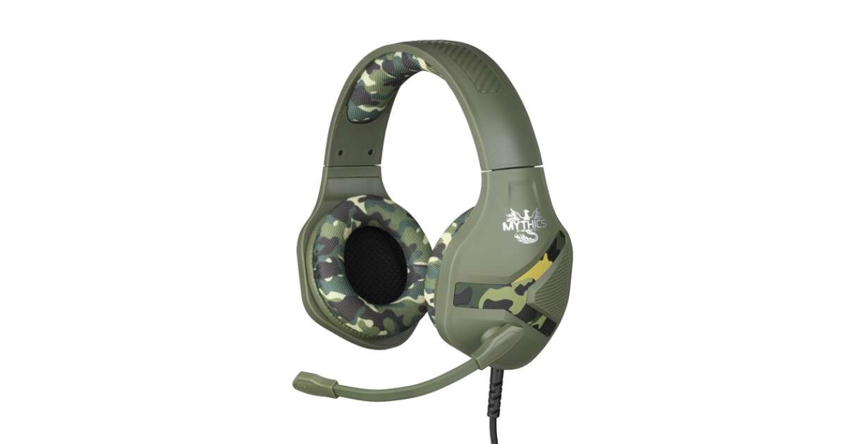 Konix - mythics nemesis camo headphones wired gaming stereo microphone,  green top KX-GH-NMS-CAMO 