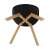 Bottom view of the black Scandinavian dining chair with wooden legs