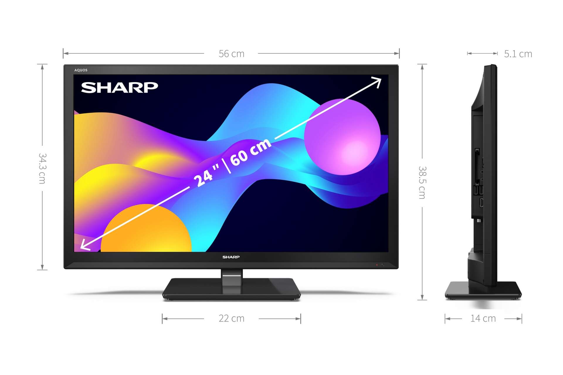 Sharp 24ee3e hd smart led televízió, 60 cm, aquos net +, dolby di...