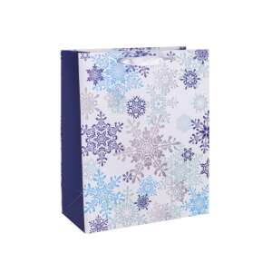 Подаръчна торбичка с мотив снежинки, 26x32cm, синя и бяла - Nonbrand Подаръчни торбички