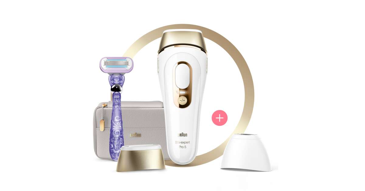 Braun IPL Silk·expert Pro 5 PL5157 Latest Generation IPL for Women and Men,  At-Home Hair Removal System, White and Gold, with Soft Pouch and Precision